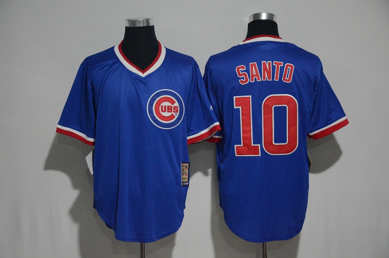 2017 MLB Chicago Cubs #10 Santo Blue Throwback Jersey->chicago cubs->MLB Jersey